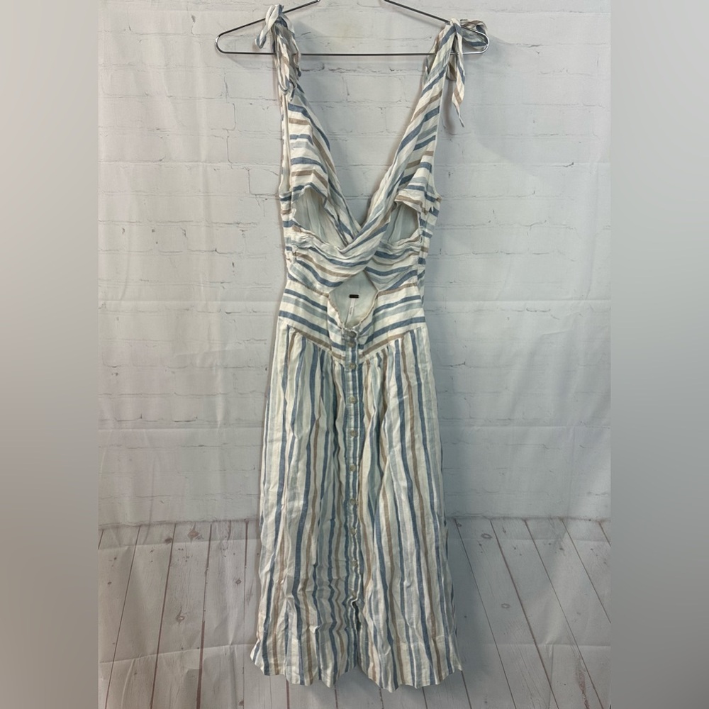 Free Poeple Kansas City Girl Midi Dress Size 4 Stripe Cut Out
